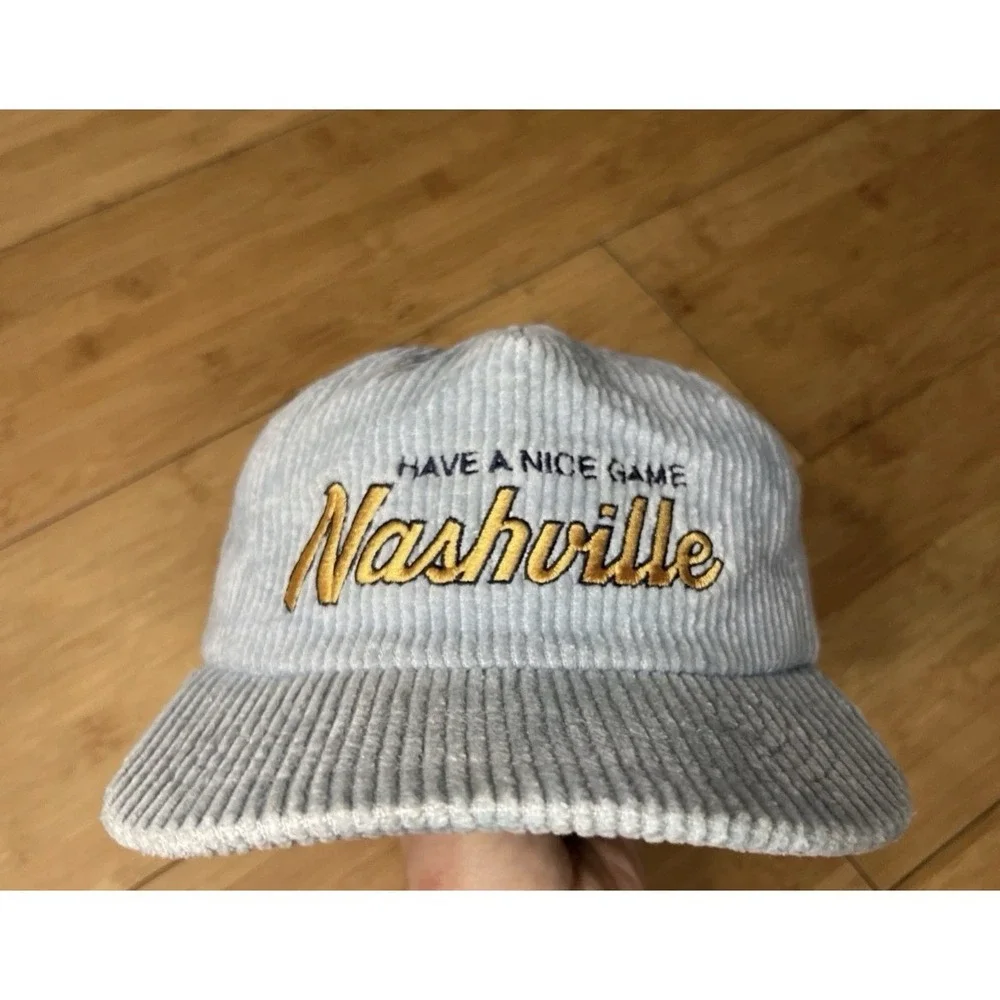 HAVE A NICE‎ GAME Nashville Script Light Baby Blue Corduroy Retro Snapback Hat